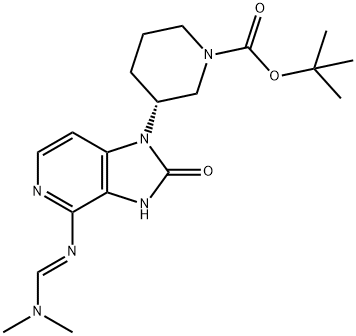 1-Piperidinecarboxylic acid, 3-[4-[(E)-[(dimethylamino)methylene]amino]-2,3-dihydro-2-oxo-1H-imidazo[4,5-c]pyridin-1-yl]-, 1,1-dimethylethyl ester, (3R)- Structure