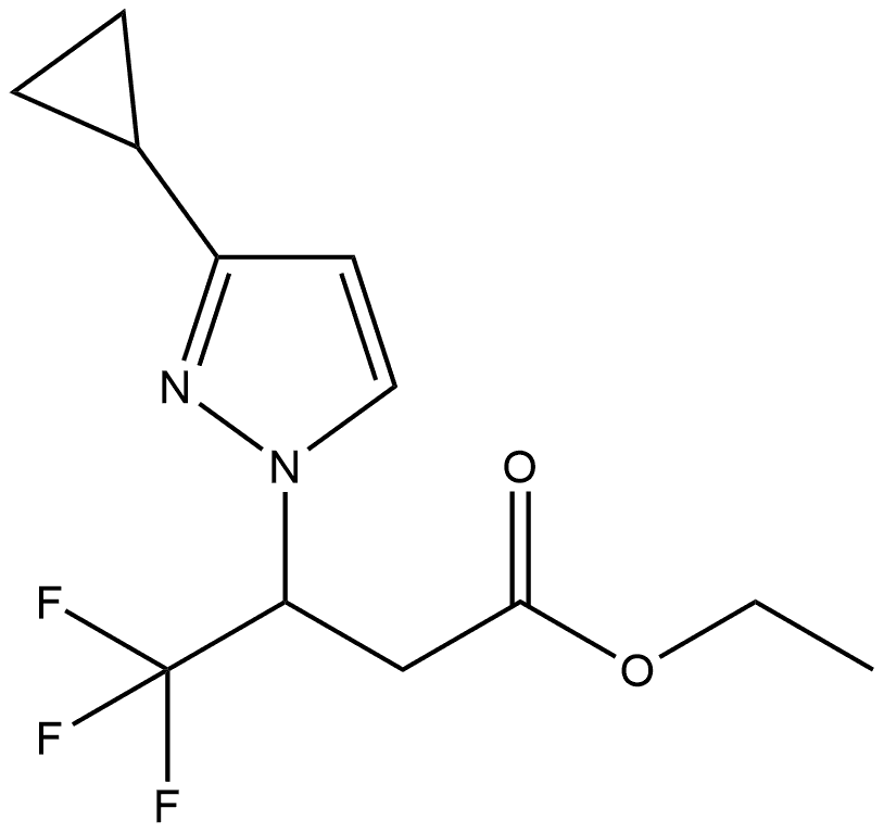 ethyl 3-(3-cyclopropyl-1H-pyrazol-1-yl)-4,4,4-trifluorobutanoate Structure