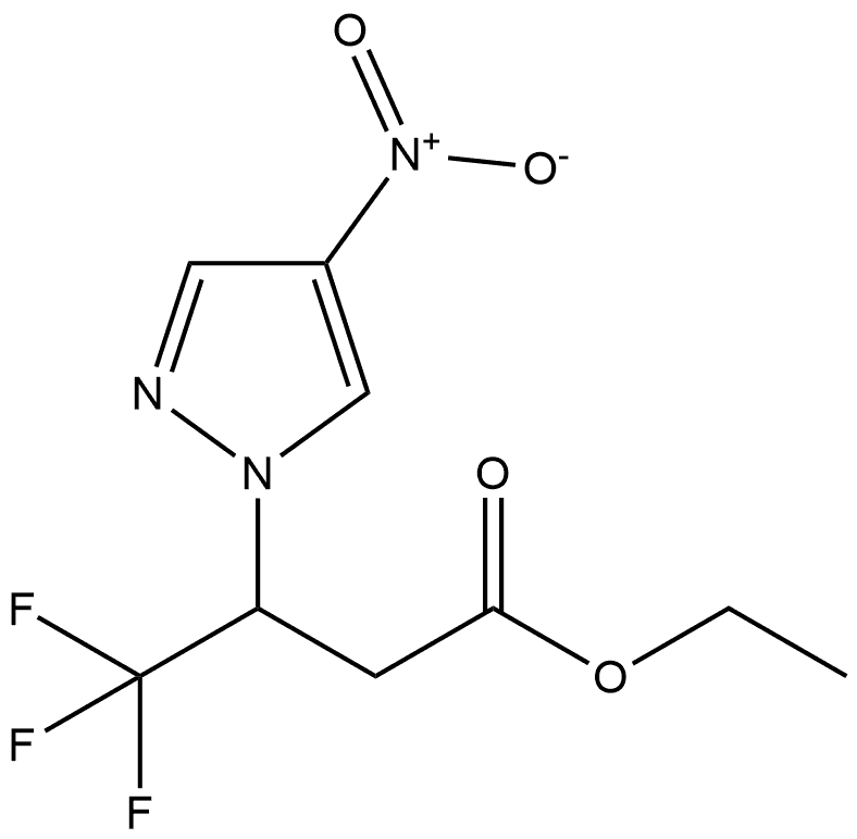 ethyl 4,4,4-trifluoro-3-(4-nitro-1H-pyrazol-1-yl)butanoate Structure