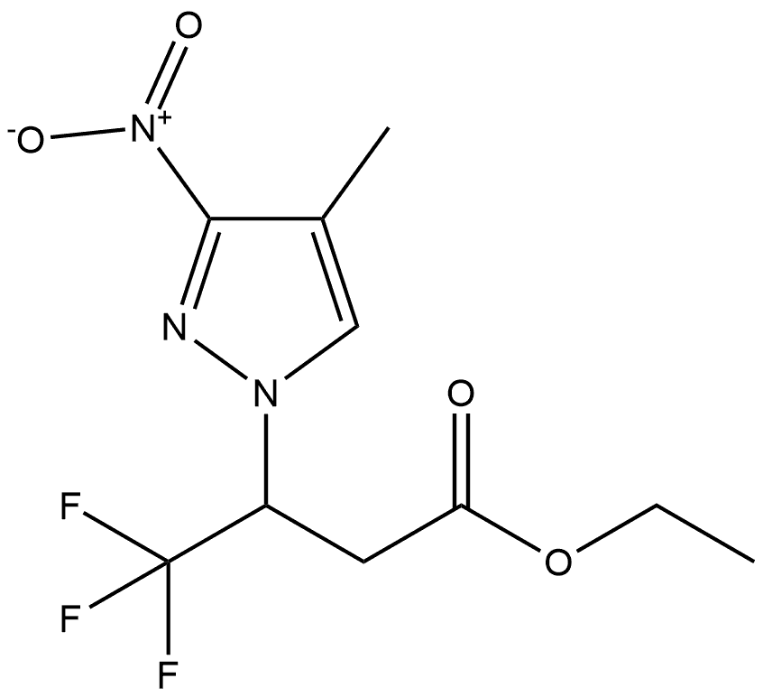 ethyl 4,4,4-trifluoro-3-(4-methyl-3-nitro-1H-pyrazol-1-yl)butanoate Structure