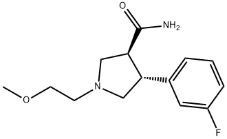 3-Pyrrolidinecarboxamide, 4-(3-fluorophenyl)-1-(2-methoxyethyl)-, (3S,4R)- Structure