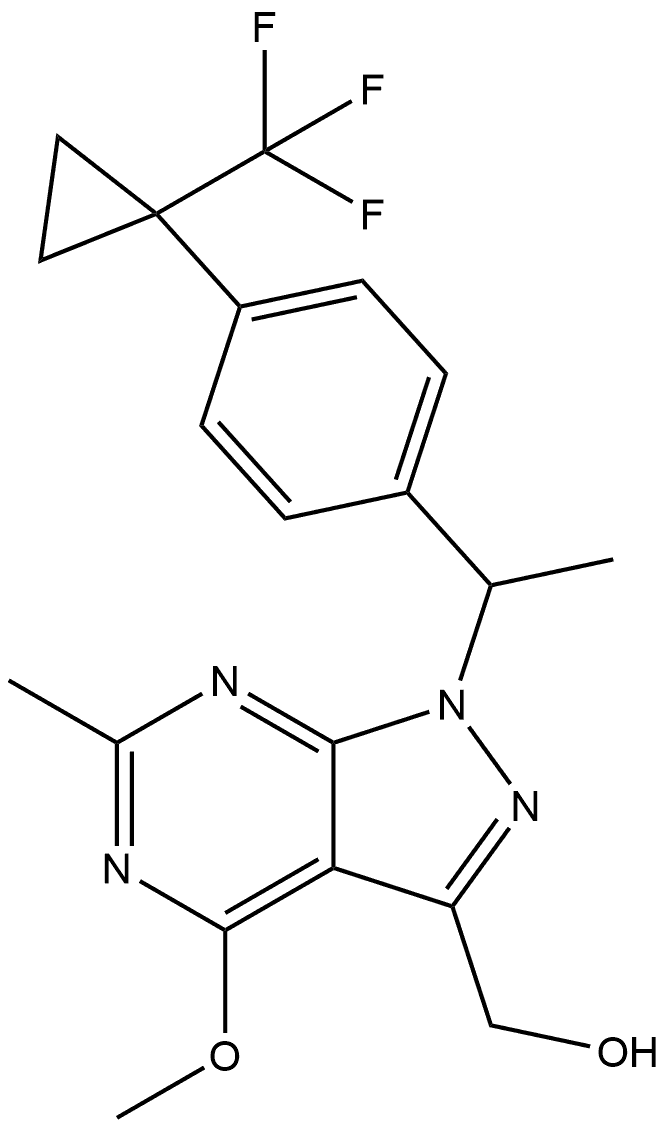 (4-methoxy-6-methyl-1-(1-(4-(1-(trifluoromethyl)cyclopropyl)phenyl)ethyl)-1H-pyrazolo[3,4-d]pyrimidin-3-yl)methanol Structure