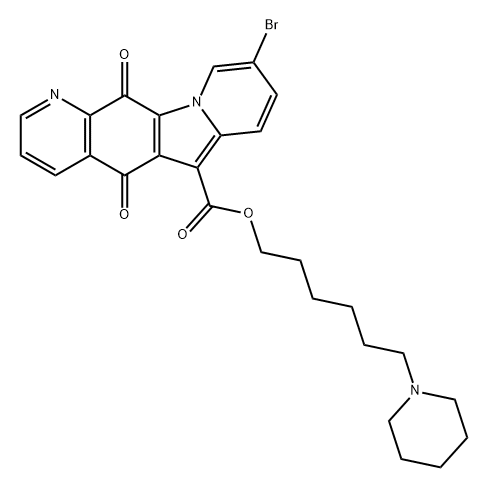 Indolizino[2,3-g]quinoline-6-carboxylic acid, 9-bromo-5,12-dihydro-5,12-dioxo-, 6-(1-piperidinyl)hexyl ester Structure