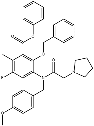 Phenyl 3-fluoro-5-[[(4-methoxyphenyl)methyl][2-(1-pyrrolidinyl)acetyl]amino]-2-methyl-6-(phenylmethoxy)benzoate Structure