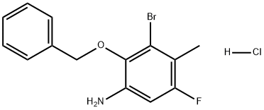 Benzenamine, 3-bromo-5-fluoro-4-methyl-2-(phenylmethoxy)-, hydrochloride (1:1) Structure