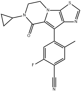 4-(7-cyclopropyl-8-oxo-5,6,7,8-tetrahydrothiazolo[4',5':4,5]pyrrolo[1,2-a]pyrazin-9-yl)-2-fluoro-5-methylbenzonitrile Structure