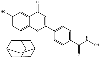 Benzamide, N-hydroxy-4-(6-hydroxy-4-oxo-8-tricyclo[3.3.1.13,7]dec-1-yl-4H-1-benzopyran-2-yl)- Structure