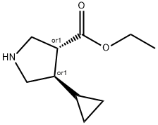 3-Pyrrolidinecarboxylic acid, 4-cyclopropyl-, ethyl ester, (3R,4R)-rel- Structure