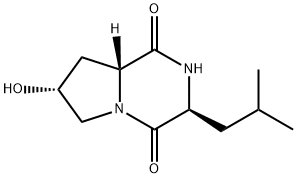 Pyrrolo[1,2-a]pyrazine-1,4-dione, hexahydro-7-hydroxy-3-(2-methylpropyl)-, (3S,7R,8aR)- Structure