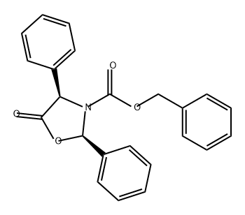 3-Oxazolidinecarboxylic acid, 5-oxo-2,4-diphenyl-, phenylmethyl ester, (2R,4R)- Structure