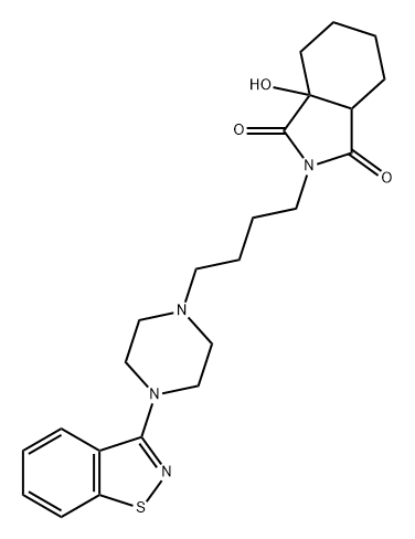 1H-Isoindole-1,3(2H)-dione, 2-[4-[4-(1,2-benzisothiazol-3-yl)-1-piperazinyl]butyl]hexahydro-3a-hydroxy- Structure