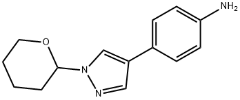 Benzenamine, 4-[1-(tetrahydro-2H-pyran-2-yl)-1H-pyrazol-4-yl]- Structure