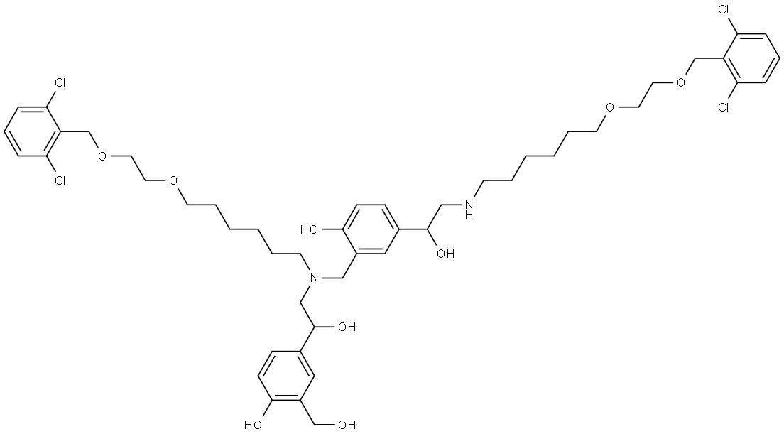 1,3-Benzenedimethanol, α1-[[[6-[2-[(2,6-dichlorophenyl)methoxy]ethoxy]hexyl][[5-[2-[[6-[2-[(2,6-dichlorophenyl)methoxy]ethoxy]hexyl]amino]-1-hydroxyethyl]-2-hydroxyphenyl]methyl]amino]methyl]-4-hydroxy- Structure