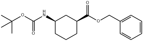 Cyclohexanecarboxylic acid, 3-[[(1,1-dimethylethoxy)carbonyl]amino]-, phenylmethyl ester, (1S,3R)- Structure