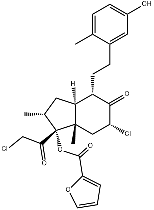 2-Furancarboxylic acid, (1R,2R,3aS,4S,6R,7aS)-6-chloro-1-(2-chloroacetyl)octahydro-4-[2-(5-hydroxy-2-methylphenyl)ethyl]-2,7a-dimethyl-5-oxo-1H-inden-1-yl ester Structure