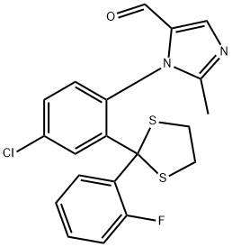 1H-Imidazole-5-carboxaldehyde, 1-[4-chloro-2-[2-(2-fluorophenyl)-1,3-dithiolan-2-yl]phenyl]-2-methyl- Structure