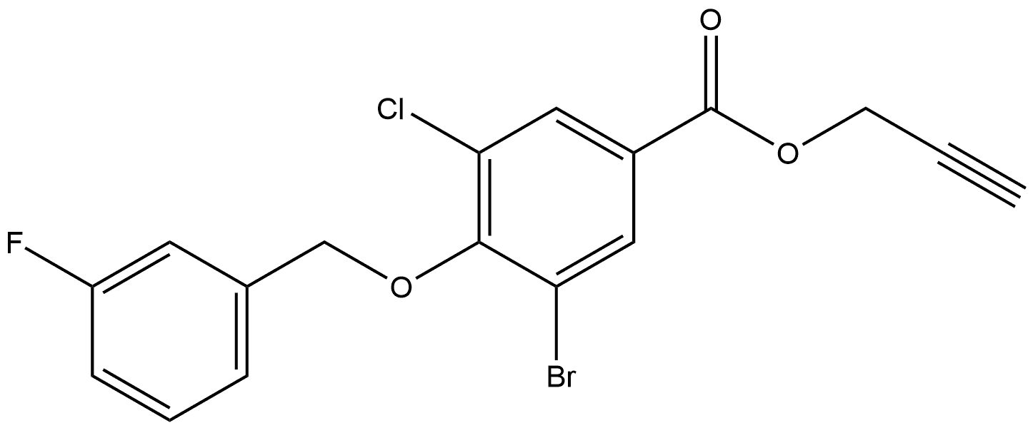 2-Propyn-1-yl 3-bromo-5-chloro-4-[(3-fluorophenyl)methoxy]benzoate Structure