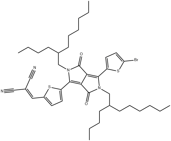 Propanedinitrile, 2-[[5-[4-(5-bromo-2-thienyl)-2,5-bis(2-butyloctyl)-2,3,5,6-tetrahydro-3,6-dioxopyrrolo[3,4-c]pyrrol-1-yl]-2-thienyl]methylene]- Structure