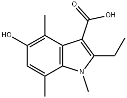 2-Ethyl-5-hydroxy-1,4,7-trimethylindole-3-carboxylic acid 구조식 이미지