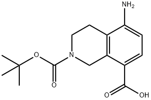 5-Amino-2-[(2-methylpropan-2-yl)oxycarbonyl]-3,4-dihydro-1H-isoquinoline-8-carboxylic acid 구조식 이미지