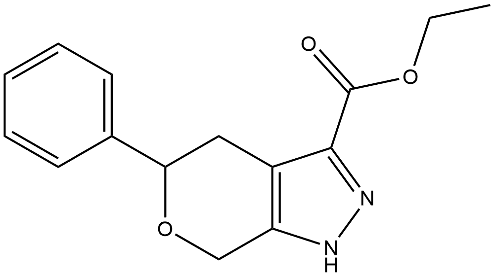 Ethyl 1,4,5,7-tetrahydro-5-phenylpyrano[3,4-c]pyrazole-3-carboxylate Structure