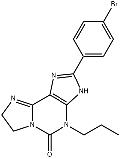 5H-Imidazo[2,1-i]purin-5-one, 2-(4-bromophenyl)-3,4,7,8-tetrahydro-4-propyl- 구조식 이미지