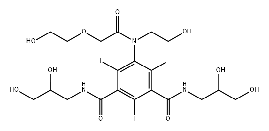 1,3-Benzenedicarboxamide, N1,N3-bis(2,3-dihydroxypropyl)-5-[[2-(2-hydroxyethoxy)acetyl](2-hydroxyethyl)amino]-2,4,6-triiodo- Structure