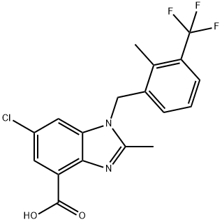 1H-Benzimidazole-4-carboxylic acid, 6-chloro-2-methyl-1-[[2-methyl-3-(trifluoromethyl)phenyl]methyl]- Structure