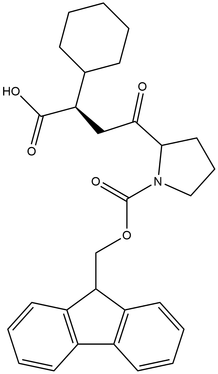 2-Pyrrolidinebutanoic acid, α-cyclohexyl-1-[(9H-fluoren-9-ylmethoxy)carbonyl]-γ-oxo-, (αR)- 구조식 이미지
