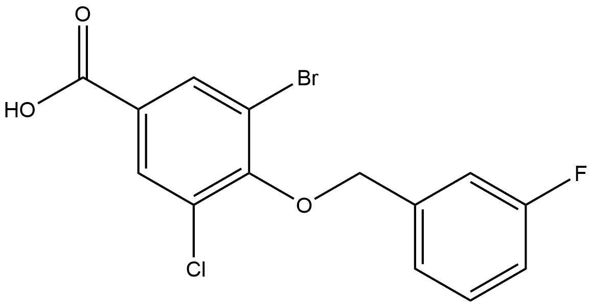 3-Bromo-5-chloro-4-[(3-fluorophenyl)methoxy]benzoic acid Structure