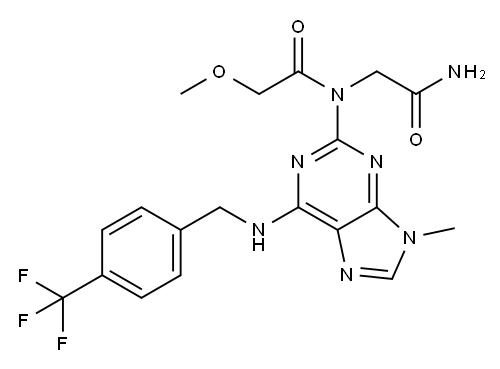 Acetamide, N-(2-amino-2-oxoethyl)-2-methoxy-N-[9-methyl-6-[[[4-(trifluoromethyl)phenyl]methyl]amino]-9H-purin-2-yl]- Structure
