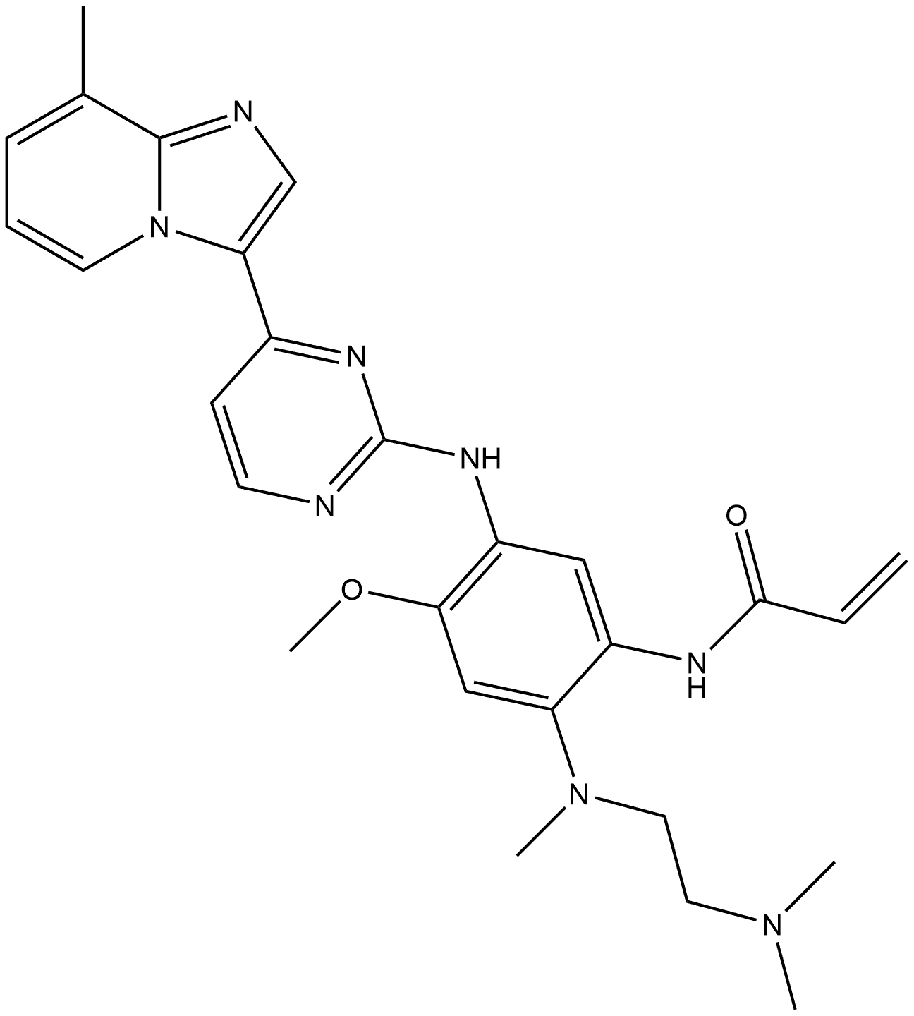 2-Propenamide, N-[2-[[2-(dimethylamino)ethyl]methylamino]-4-methoxy-5-[[4-(8-methylimidazo[1,2-a]pyridin-3-yl)-2-pyrimidinyl]amino]phenyl]- Structure