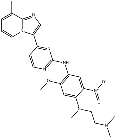 1,4-Benzenediamine, N1-[2-(dimethylamino)ethyl]-5-methoxy-N1-methyl-N4-[4-(8-methylimidazo[1,2-a]pyridin-3-yl)-2-pyrimidinyl]-2-nitro- Structure