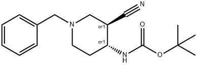 Trans-(1-benzyl-3-cyano-piperidin-4-yl)-carbamic acid tert-butyl ester Structure