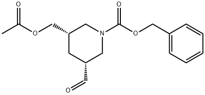 1-Piperidinecarboxylic acid, 3-[(acetyloxy)methyl]-5-formyl-, phenylmethyl ester, (3S,5R)- 구조식 이미지