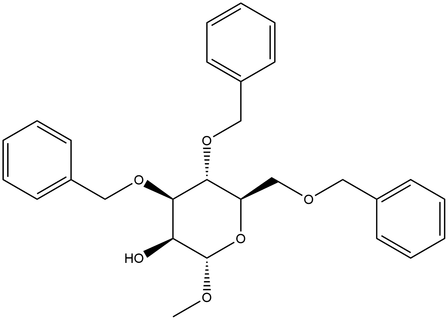 α-D-Mannopyranoside, methyl 3,4,6-tris-O-(phenylmethyl)- Structure