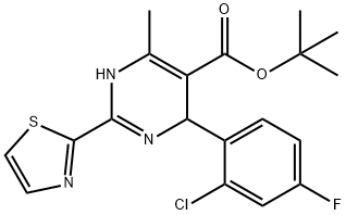 5-Pyrimidinecarboxylic acid, 4-(2-chloro-4-fluorophenyl)-1,4-dihydro-6-methyl-2-(2-thiazolyl)-, 1,1-dimethylethyl ester Structure