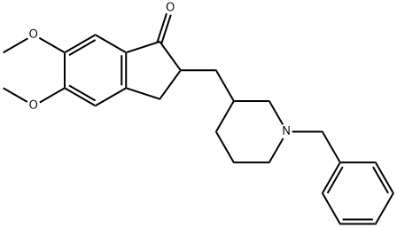 1H-Inden-1-one, 2,3-dihydro-5,6-dimethoxy-2-[[1-(phenylmethyl)-3-piperidinyl]methyl]- Structure