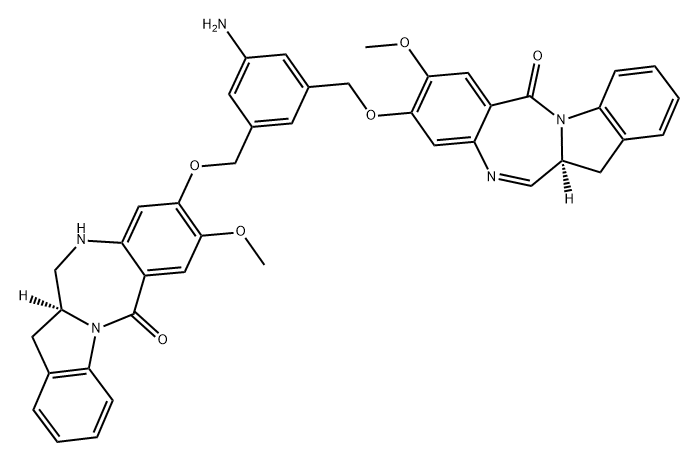 6H-Indolo[2,1-c][1,4]benzodiazepin-6-one, 9-[[3-amino-5-[[[(12aS)-12a,13-dihydro-8-methoxy-6-oxo-6H-indolo[2,1-c][1,4]benzodiazepin-9-yl]oxy]methyl]phenyl]methoxy]-11,12,12a,13-tetrahydro-8-methoxy-, (12aS)- Structure