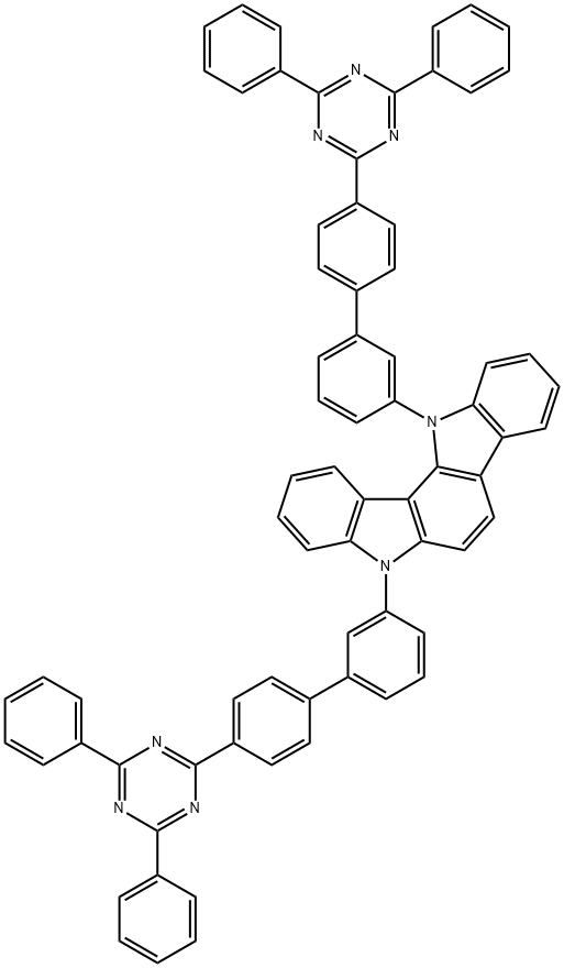 Indolo[3,2-a]carbazole, 5,12-bis[4'-(4,6-diphenyl-1,3,5-triazin-2-yl)[1,1'-biphenyl]-3-yl]-5,12-dihydro- Structure