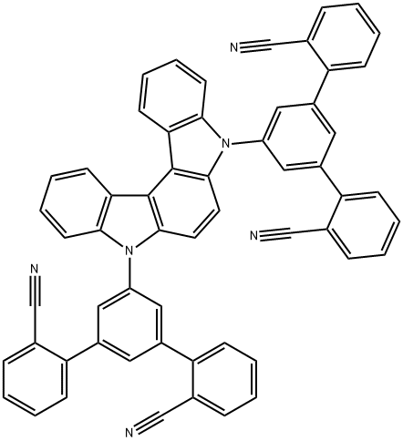 [1,1':3',1''-Terphenyl]-2,2''-dicarbonitrile, 5',5''''-indolo[2,3-c]carbazole-5,8-diylbis- Structure