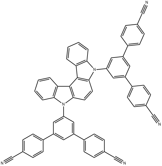 [1,1':3',1''-Terphenyl]-4,4''-dicarbonitrile, 5',5''''-indolo[2,3-c]carbazole-5,8-diylbis- Structure