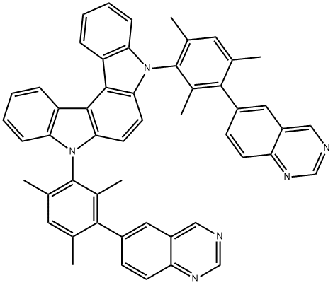 Indolo[2,3-c]carbazole, 5,8-dihydro-5,8-bis[2,4,6-trimethyl-3-(6-quinazolinyl)phenyl]- Structure