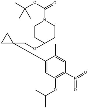 tert-butyl 4-((1-(5-isopropoxy-2-methyl-4-nitrophenyl)cyclopropyl)methoxy)piperidine-1-carboxylate Structure