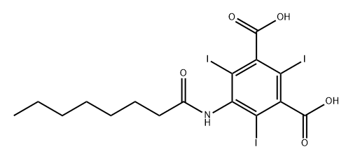 1,3-Benzenedicarboxylic acid, 2,4,6-triiodo-5-[(1-oxooctyl)amino]- Structure