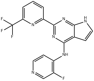 7H-Pyrrolo[2,3-d]pyrimidin-4-amine, N-(3-fluoro-4-pyridinyl)-2-[6-(trifluoromethyl)-2-pyridinyl]- Structure