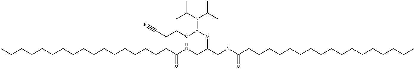 Phosphoramidous acid, N,N-bis(1-methylethyl)-, 2-cyanoethyl 2-[(1-oxooctadecyl)amino]-1-[[(1-oxooctadecyl)amino]methyl]ethyl ester 구조식 이미지