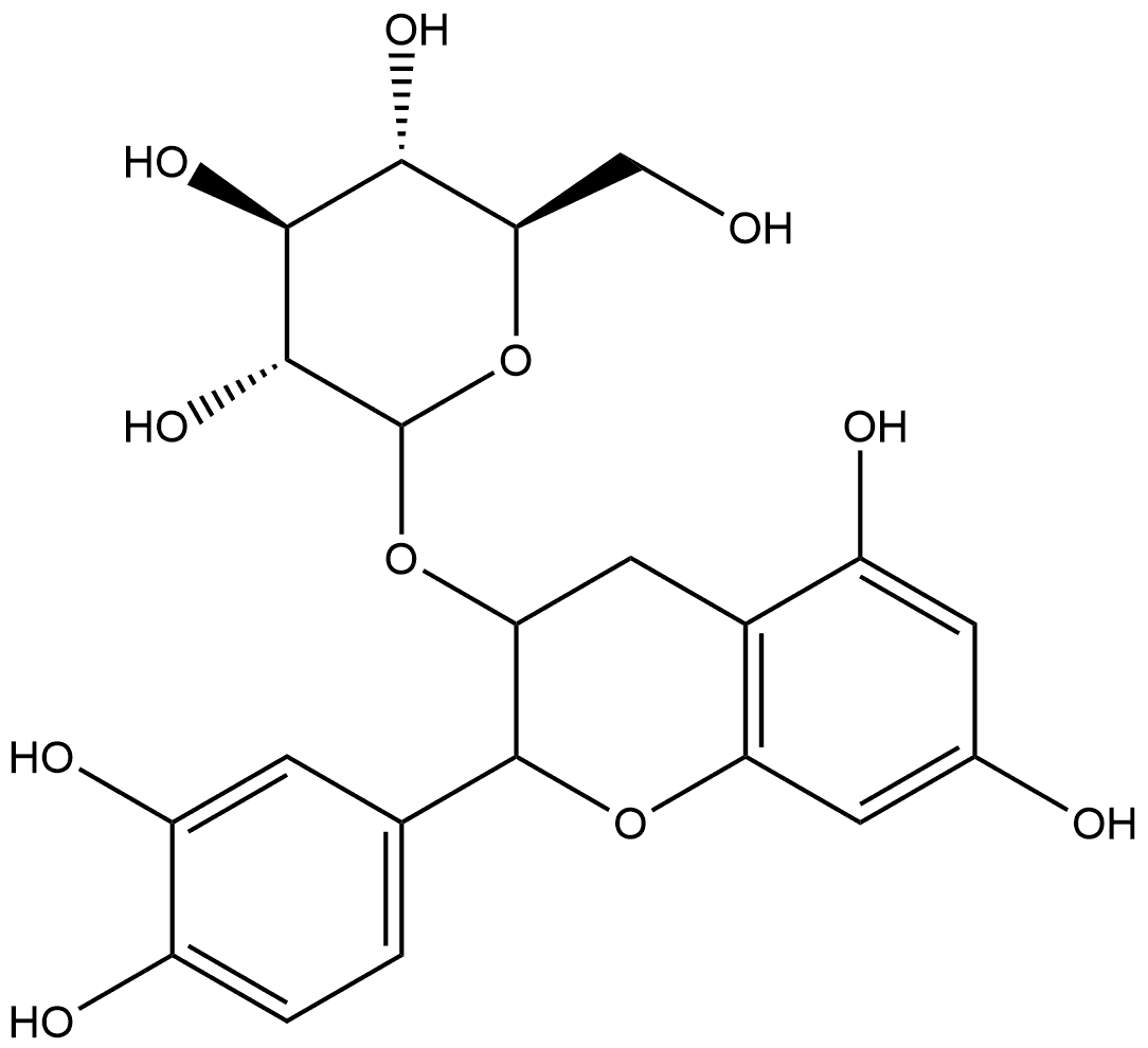 Glucopyranoside, 2-(3,4-dihydroxyphenyl)-5,7-dihydroxy-3-chromanyl, (+)- D- (8CI) 구조식 이미지