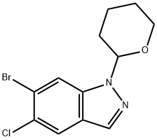 6-bromo-5-chloro-1-{tetrahydro-2H-pyran-2-yl)-1H-indazole Structure