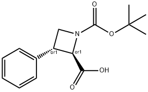 rac-(2R,3R)-1-[(tert-butoxy)carbonyl]-3-phenylazetidine-2-carboxylic acid, trans Structure